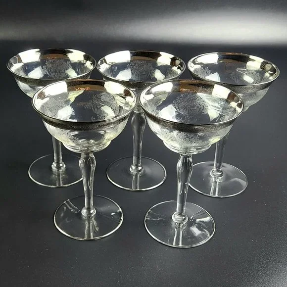 Vintage Champagne/Tall Sherbet Athens Diana Clear -TIFFIN FRANCISCAN -5